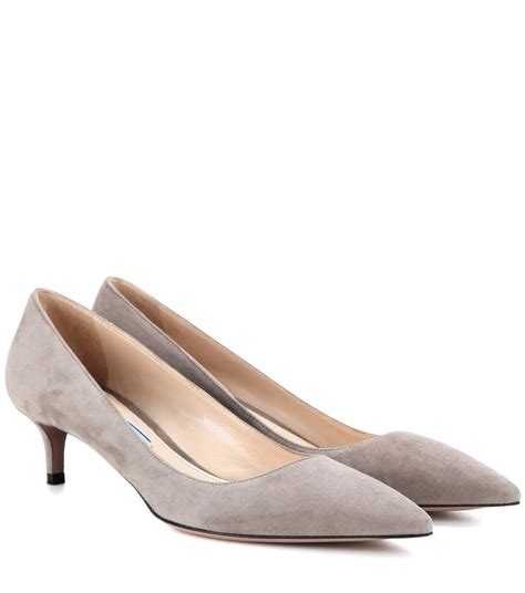 prada white kitten heels|Prada suede ankle strap pumps.